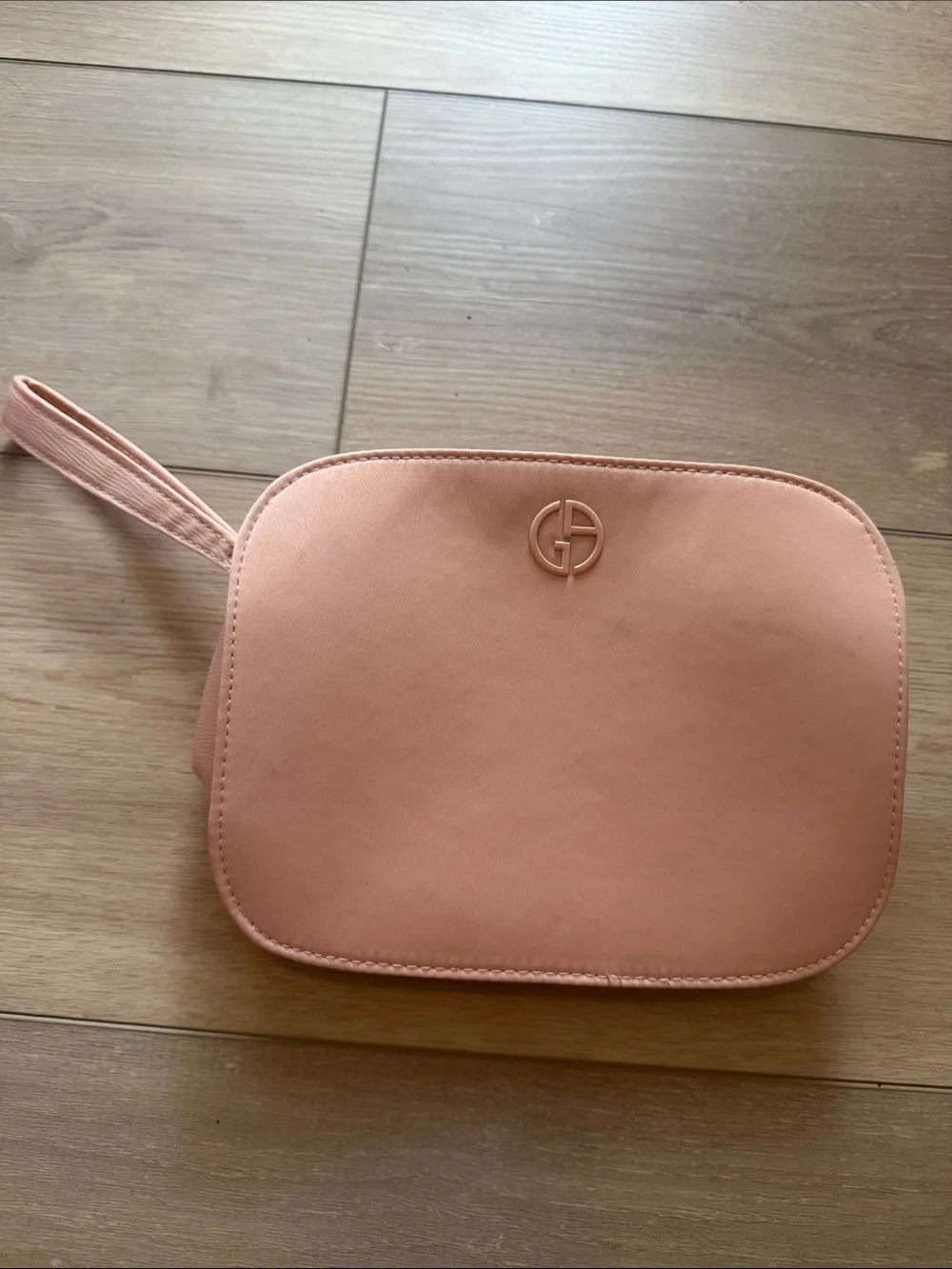 Giorgio Armani Peach Wristlet Cosmetic Pouch